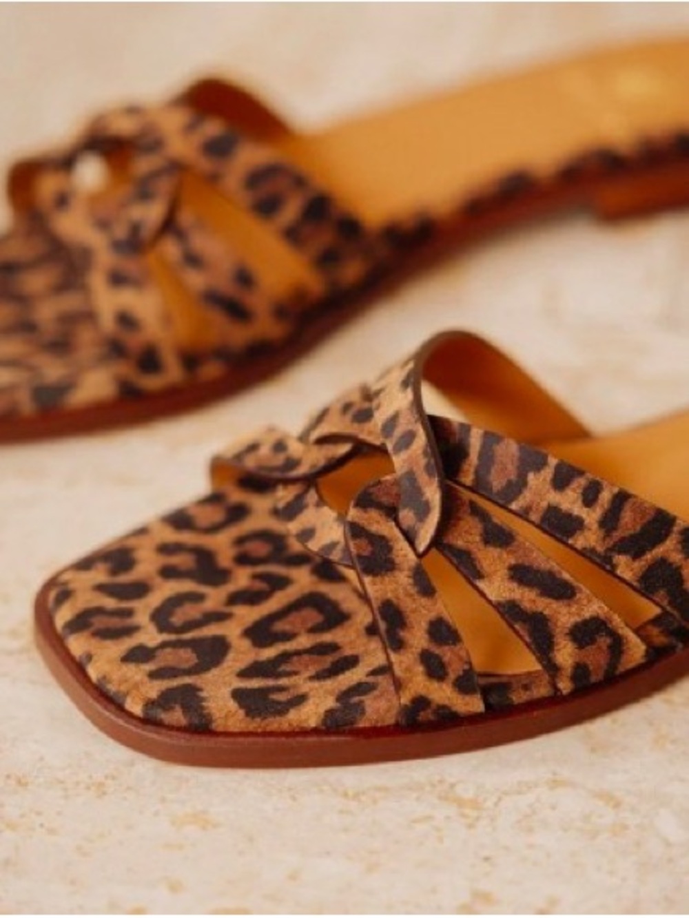 BOBBIES Thais Sandal Leopard Print Slide Sandals - Brown - Picture 2 of 4